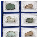 (6pc) Chinese Jade Carvings | Small jade animal carvings in a fitted box (8 x 9 in.) - l. 2 in (larg