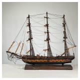 Model Ship Display | Model sailing ship on a wood stand. - h. 26 x w. 5.75 x l. 33 in