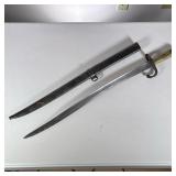 FRENCH 19th CENTURY BAYONET | Brass handled bayonet with sheath with inscription on the blade dated 