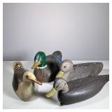 (4pc) CARVED & PAINTED DUCK DECOYS | Lot of mixed duck decoys including carved wood and composition 