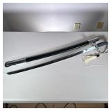 (2pc) Engraved Marines Sword | Silver toned sword with black sheath, having the Star of David emboss