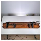 Mounted Swords Wall Decor | Two swords mounted on wood slab, no apparent hanging hardware; both swor