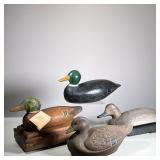 (4pc) LARGE DUCK DECOYS | Mixed lot of composition & carved wood duck decoys, including a Mallard Ma