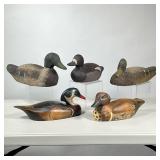 (5pc) ANTIQUE & CONTEMPORARY DUCK DECOYS | Mixed lot of antique & contemporary carved wood duck deco