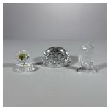 (3pc) Waterford & Lenox Crystal | Waterford Crystal oyster with pearl, a Lenox Crystal heart paperwe
