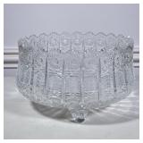 (2pc) Crystal Decanter & Jar | Having three blown glass scroll feet, like Czech or Polish, in a Bohe