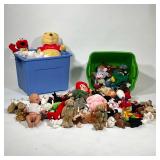 Very Large Group Of Plush Toys, Beanie Babies, Etc | Including TY Beanie Babies, a plush Pooh bear, 