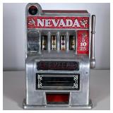 Tabletop Slot Machine | Of small size, Las Vegas Nevada red slot machine. - h. 11.25 x w. 8 x d. 7 i