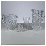(2pc) Glass Pitchers | Including a clear glass pitcher with handle and a Skruf Sweden wine pourer, w