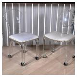 (2pc) Mid-Century Acrylic Chairs | Two similar lucite chairs on casters. - h. 33.5 x w. 18 x d. 18 i