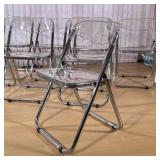 (4pc) Alston Quality Industries CHROME & ACRYLIC FOLDING CHAIRS | Alston Quality Industries Chrome &