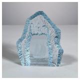 SIGNED ETCHED CRYSTAL PAPERWEIGHT | Etched and cut crystal paperweight with viking ship, signed on b