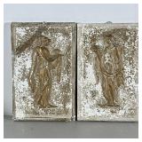 (2pc) Greek/Roman Ladies Wall Decor | Composite pictures of classical figures with wire hangers buil