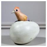 Carved Bird in Egg | Carved and painted wooded piece made in Mexico, marked on bottom. - h. 7 x w. 5