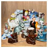 CATS & OTHER CERAMIC FIGURINES | Large lot of mostly ceramic / porcelain cat figurines & human figur