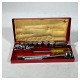 Thorsen USA Red Box Set | Socket wrench set in a red enameled box.