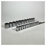 (24pc) SK METRIC SOCKETS | Quarter inch drive ranging from 10 mm to 36 mm.