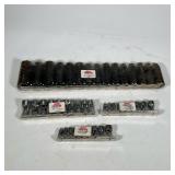 (4pc) NEW BONNEY SOCKET WRENCH SETS | Four sets of Bonney socket wrench heads, including three sets 