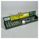 S-K Full Socket Set | In a green enameled box, 24 piece 3/8" drive metric socket set. - h. 1.75 x w.
