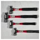 (4pc) Buffalo Hammers | A set of drop forged fiberglass handle hammers, 8 oz, 12 oz, 16 oz, and 24 o