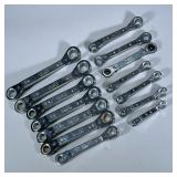 (12pc) K-D RATCHETING WRENCHES | K-D ratcheting closed wrenches ranging from 1/4” - 7/8”. - l. 9 in 