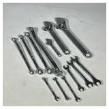 (13pc) S-K Wrenches | Group of S-K combination, box, open-ended, & adjustable wrenches.