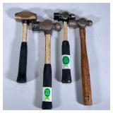(4pc) BALL PEEN & OTHER HAMMERS | Including: large & small S-K tools ball peen hammers with fibergla
