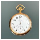 HAMILTON GOLD-PLATED POCKET WATCH | A Hamilton Watch Co. yellow gold plated pocketwatch, the face wi