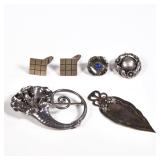 (6pc) GEORG JENSEN & OTHER JEWELRY | George Jensen sterling silver jewelry, including a flower-shape