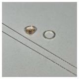 18K & 14K GOLD JEWELRY | Including: 18K white gold necklace marked "18K" (1.7g), 14K white gold ring