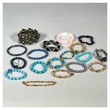 COSTUME JEWELRY BRACELETS | Mixed lot of costume jewelry bracelets including; cut stone, cut coral, 