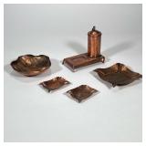 (5pc) GREGORIAN COPPER PIECES | Includes: hammered copper bowl, hammered copper ashtray, and set of 