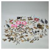 LARGE LOT COSTUME EARRINGS | Large lot of mostly clip-on costume jewelry earrings including; Gold & 
