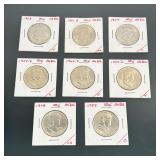 (8pc) Franklin Half Dollar Coins | Benjamin Franklin half dollar coins, including 1948, 1951-S, 1954
