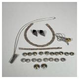 STERLING SILVER JEWELRY & OTHER | Including: Mexican sterling silver necklace marked "Mexico Sterlin