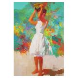 NICOLA SIMBARI (ITALIAN, 1927-2012) | The Girl in White oil on canvas 39.5 x 29.5 in., stretcher h. 