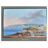 19TH CENTURY NEAPOLITAN GOUACHE | Villa Reale Sight 14 x 19 in. in a fine burled frame under glass h