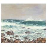 ELMER LIVINGSTON MACRAE (AMERICAN, 1875-1953) | waves on a rocky shore Oil on canvas 25 x 30 in. Sig