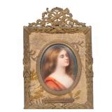 "GRACIEUSE" LIMOGES PAINTED PORCELAIN PLAQUE | 2 in., plaque, in an embellished frame with nameplaqu