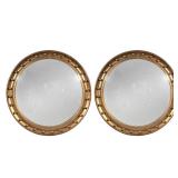 PAIR GILT BUILLOTE MIRRORS | Buillote mirror with gilt carved wood frame and formed beaded border - 