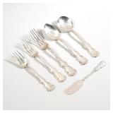 (57pc) WHITING LOUIS XV PATTERN STERLING SILVER PARTIAL FLATWARE | Comprising 12 dinner forks; 11 sa