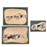 (3pc) EDWARD PENFIELD (AMERICAN, 1866-1925), POSTER-SIZED TRIPTYCH | Hounds Gouache on paper 15 x 24