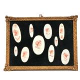 "AZER" MINIATURE PORTRAITS | 10 oval miniature portraits, framed together, mostly profile views of m