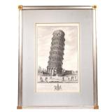 VERICO, ANTONIO. - ENGRAVING: VEDUTA DEL CAMPANILE DI PISA, 1816 | Antonio Verico (1775- ) etching/ 