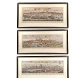 (3pc) ITALIAN COLOR ENGRAVINGS | PISA, FIORENZA, VENETIA Sight 14.75 x 38.5 in. h. 24 x w. 47 in. (f