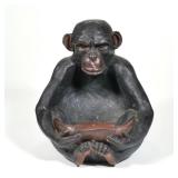 BRONZE MONKEY FORM VIDA POCHE / OFFERING BOWL | Likely Japanese, no apparent signature or markings h