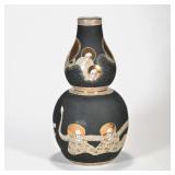 JAPANESE BLACKWARE SATSUMA DOUBLE-GOURD VASE | h. 18.25 x dia. 9.5 in.