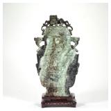 MONUMENTAL CHINESE CARVED AGATE VASE | A lidded vase with overall carved decoration, the vase with s