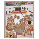 MAHARAJAH BHIM SINGH SEATED ON PILLOWS IN THE ZENANA, JODHPUR DATED 1803 | Surrounded by handmaidens