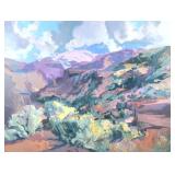 "LAURENCE PHILIP SISSON (AMERICAN, 1928-2015) | canyon scene Oil on masonite 30 x 40 in. Signed lowe